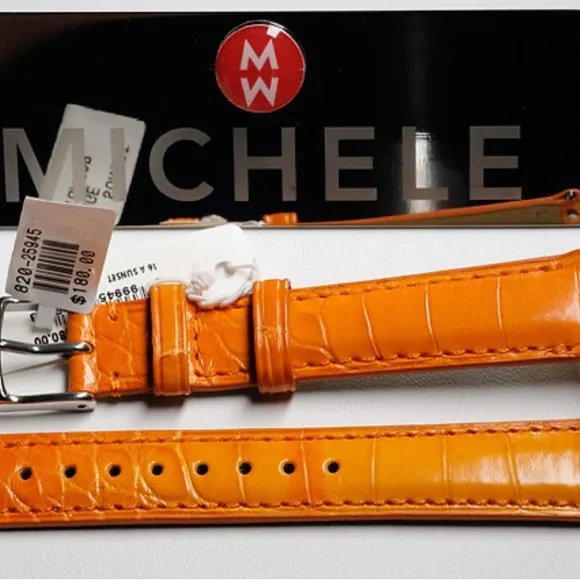 Michele orange alligator watch strap band - Picture 4 of 4